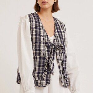 Damson Madder Artie Tie Gilet - Navy Check